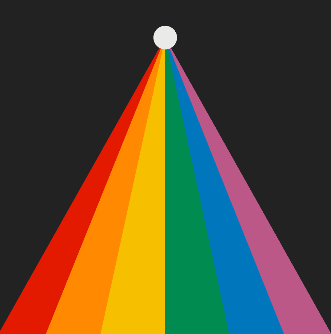Far From Here — colored geometric rays and a white circle