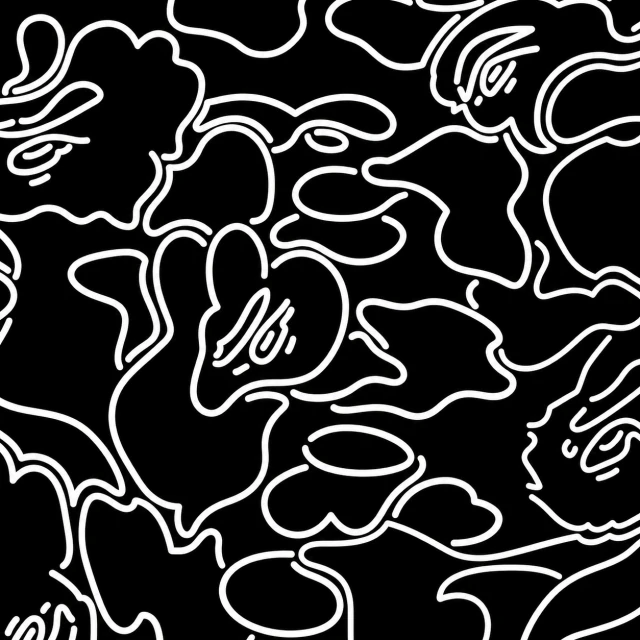 FIELD — black camouflage shapes outlined in white